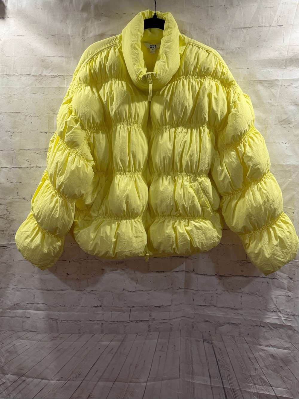 JoyLab Lemon Yellow Puffy High-Collar Puffer Jacket